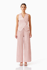 Brunette model wearing Joesphine Set in Pink front shot