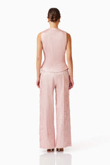 Brunette model wearing Joesphine Set in Pink back shot