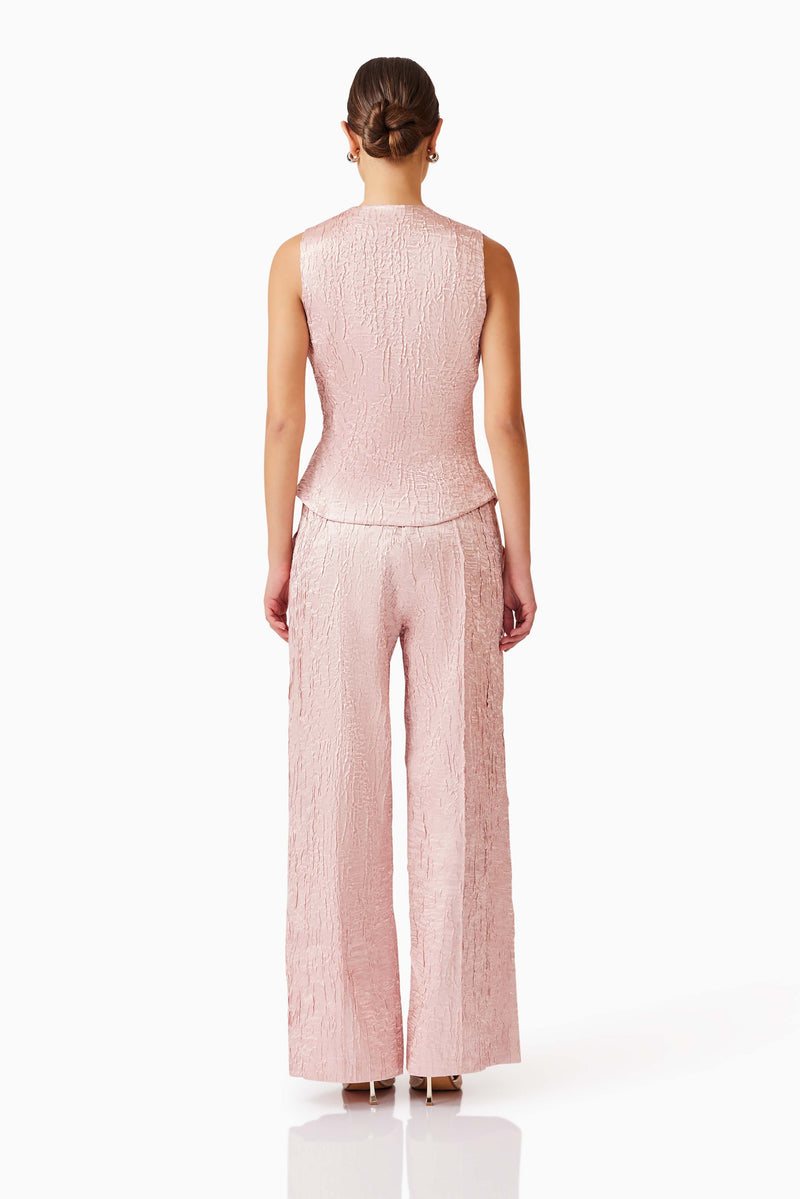 Brunette model wearing Joesphine Set in Pink back shot